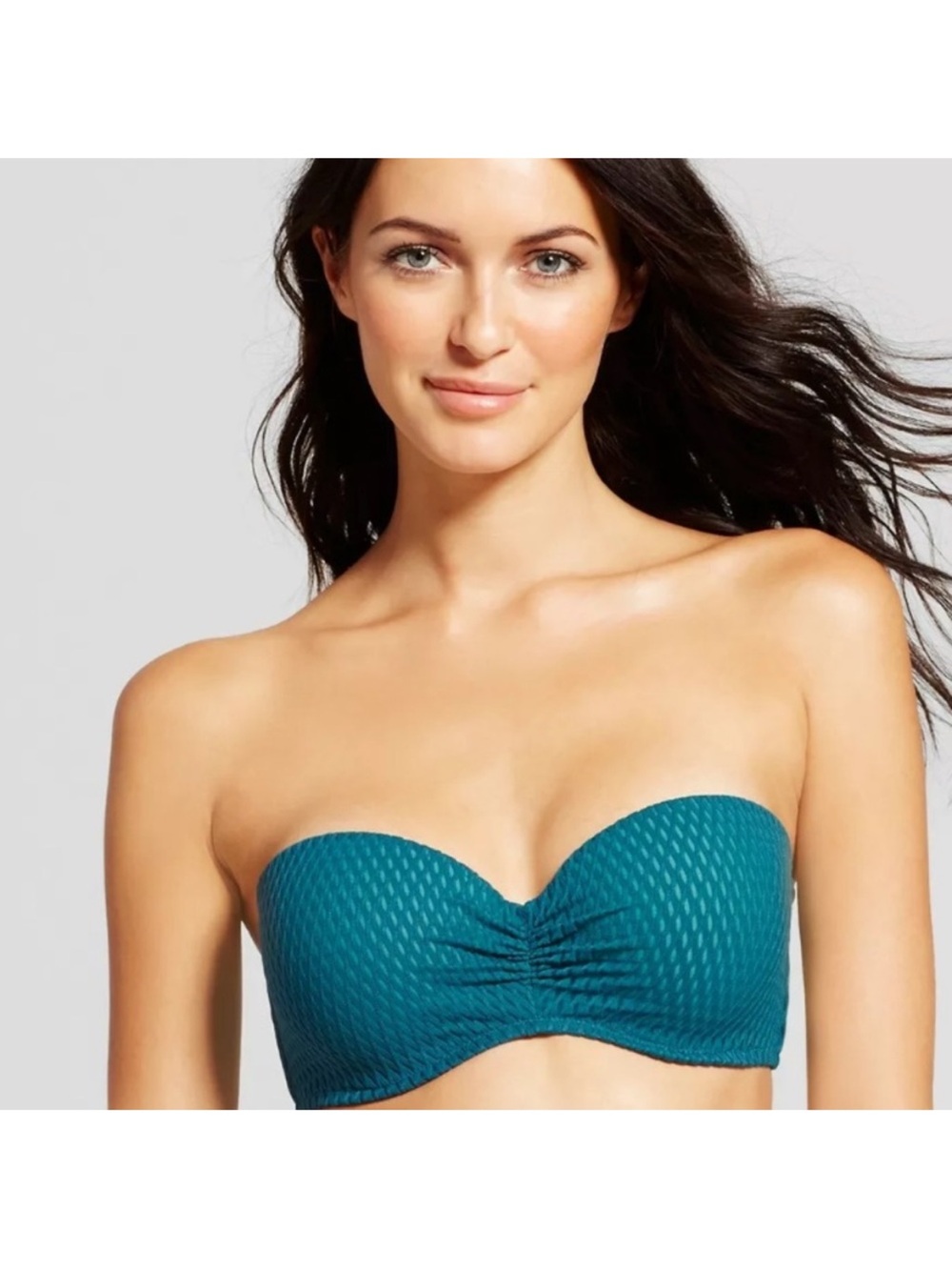 SHADE & SHORE Womens Teal Lined Underwire Strapless Bikini Top aqua Sz 36B NWT